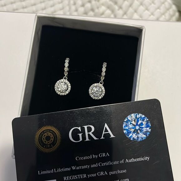NIB-  2CT.T.W. Moissanite Drop Earrings -with certification - Picture 1 of 4